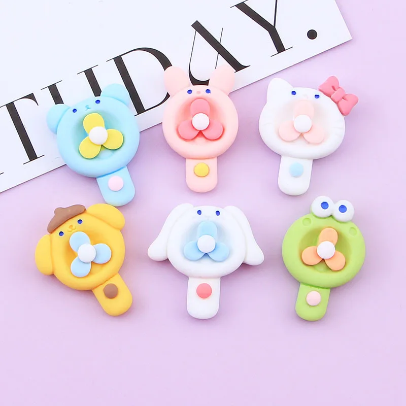 

Новинка, 20 шт., милые Мультяшные животные, модель электрического вентилятора, аксессуары для украшения самодельных ювелирных изделий