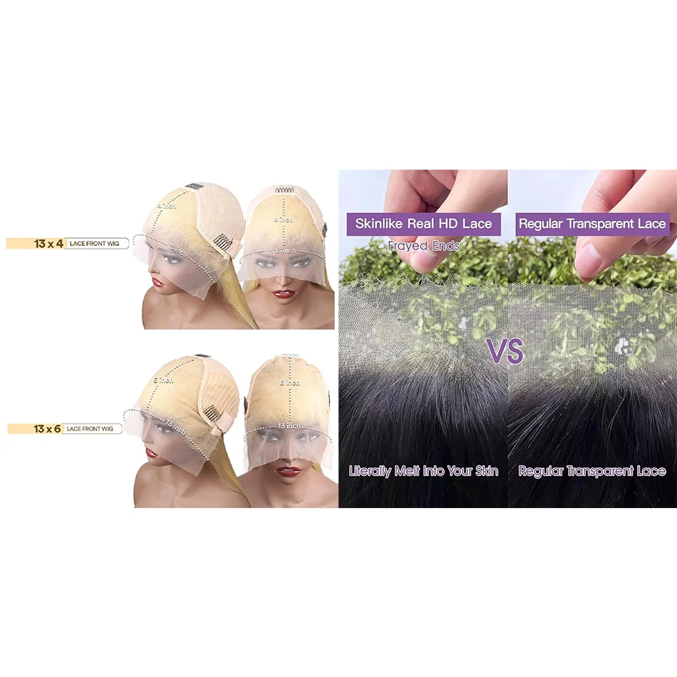 613 Медовый Блондин 13x6 HD Прозрачный Объемная Волна Парик Фронта Шнурка