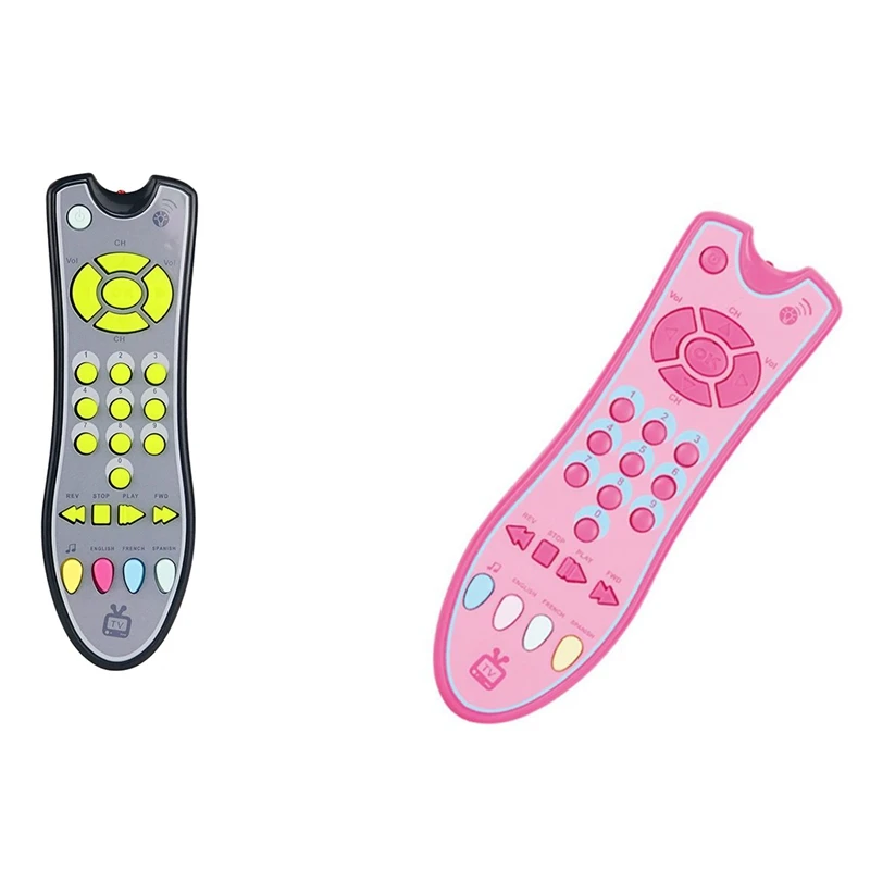 

Baby Realistic TV Remote Control Toy With Light And Sound With English, French And Spanish Gift Toy For Girls Boys