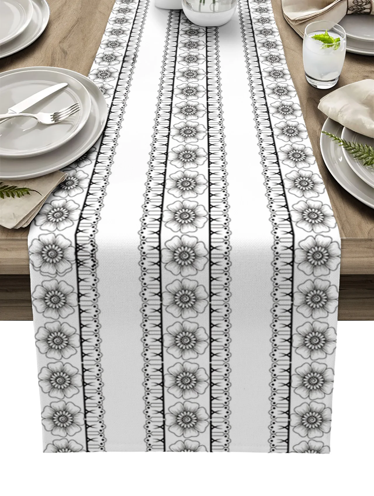 

Богемный узор, простые цветы, настольная дорожка, Обложка для обеденного стола для свадебной вечеринки, ткань, украшение для дома и кухни