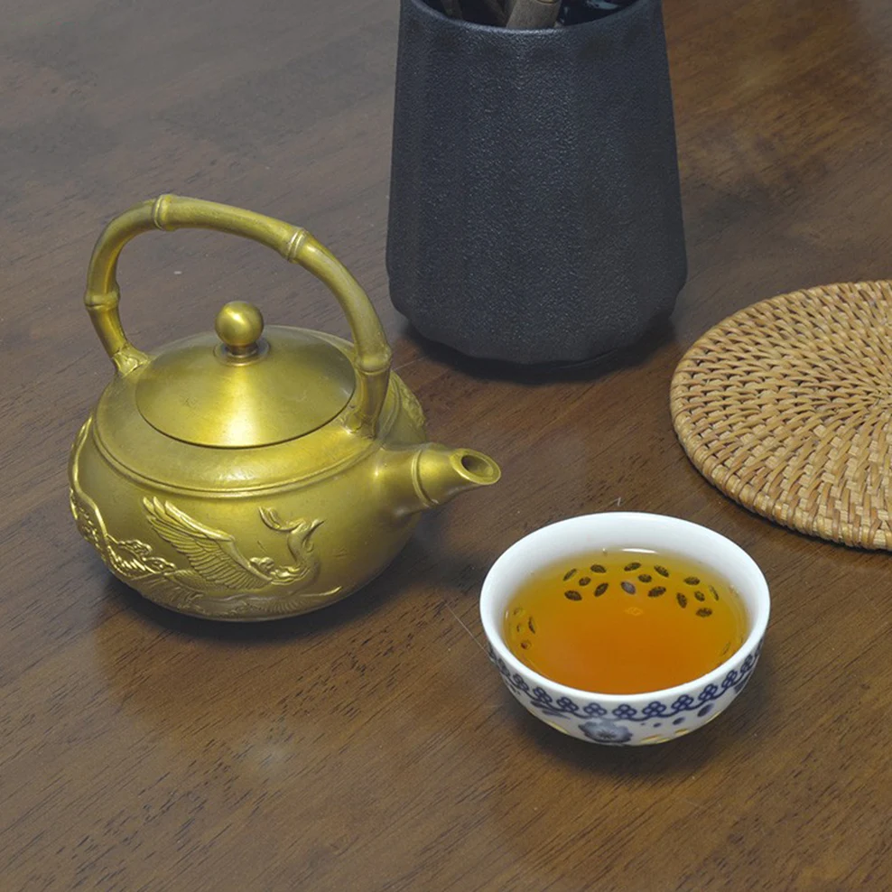 

Ретро чайник из чистой меди, 190 мл, чайник кунг-фу с драконом-Фениксом, маленький латунный чайник с ручкой, заварочный чайник для красоты и зд...