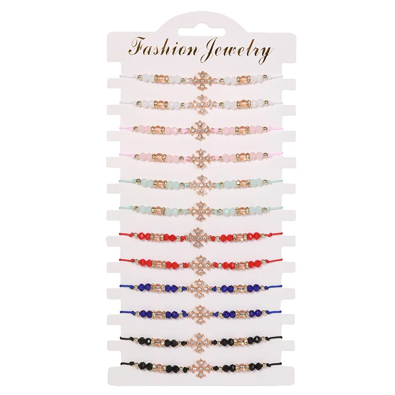 

Браслеты с перекрестными нитями красного и черного цветов ручной работы, 12 шт.