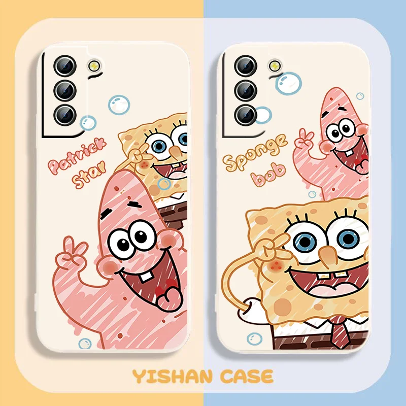 

SpongeBob Pie Star Phone Case For Samsung Galaxy S22 S21 S20 Pro FE S10 Note 20 10 Plus Ultra Liquid Rope Cover
