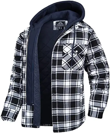 In 2022, Men's Autumn/Winter Thickened Cotton-padded Plaid Long-sleeved Hooded Jacket Winter Jacket Men  Coats Men