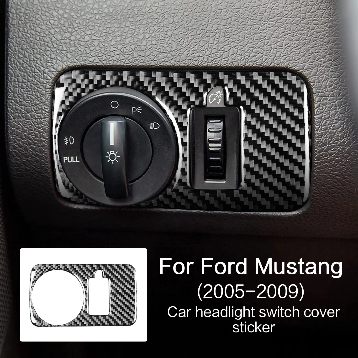 

Наклейка на крышку автомобильной фары из углеродного волокна для Ford Mustang 2005 2006 2007 2008 2009, наклейка для интерьера