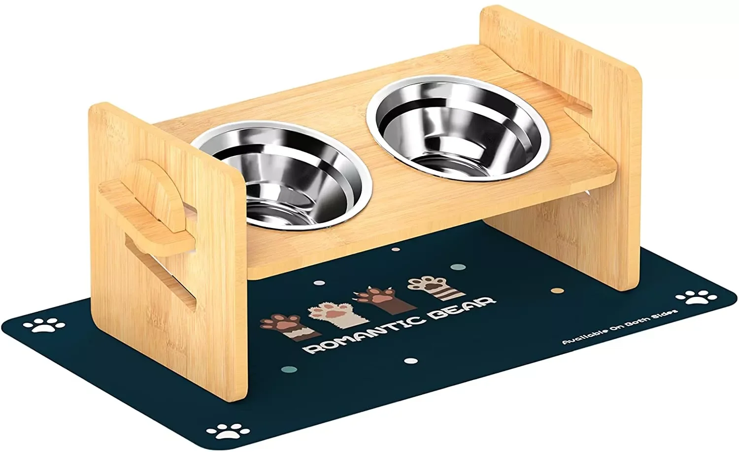 

Поднимающиеся миски для собак и кошек небольшого размера Регулируемая бамбуковая миска для собак из нержавеющей стали миски для собак и ще...