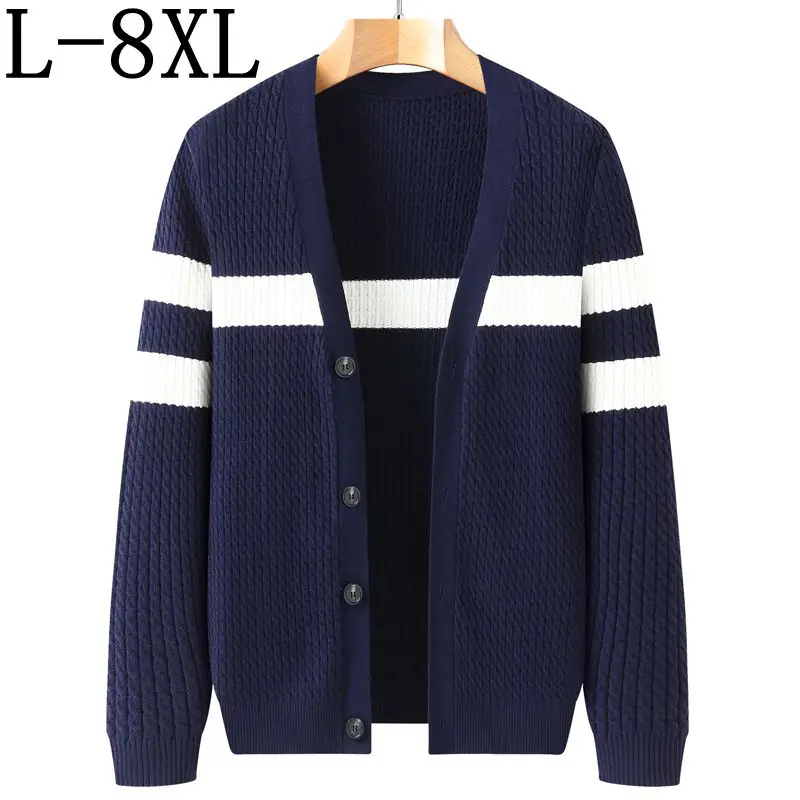 

8XL 7XL 6XL 2023 New Fall Winter High Quality Knit Cardigan Men Sweater Thick Warm Mens Cardigans Casual Male Sweatercoat