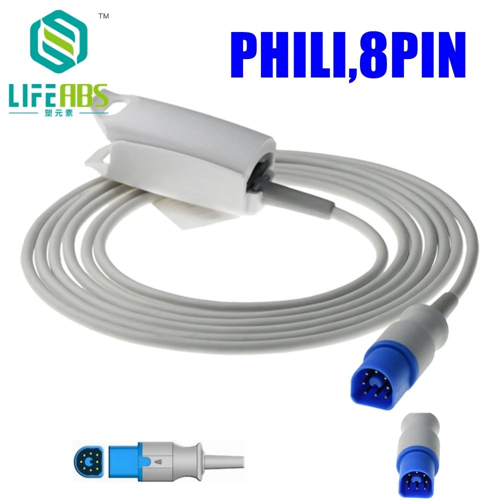 Для Phili 8-контактный монитор пациента зажим для пальца взрослых ушей силиконовый