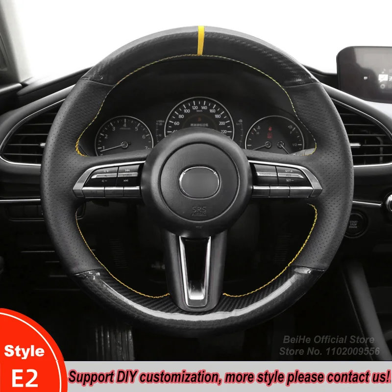 

Hand-stitched Non-slip Suede Leather PU Carbon Fiber Car Steering Wheel Cover For Mazda CX-30 CX30 2019-2020 3 Axela 2019