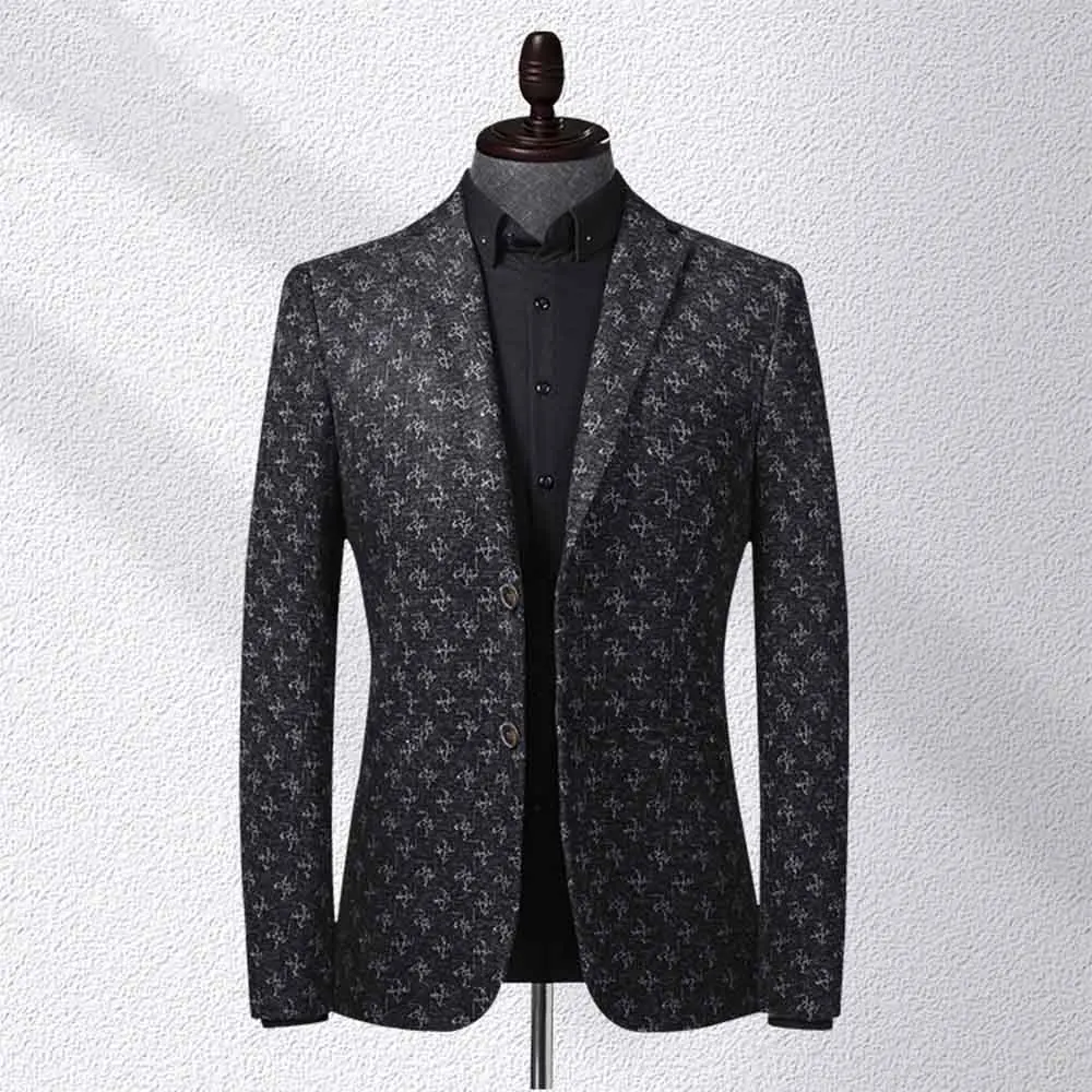 Men Suit Jacket New Single Breasted Casual Blazers Male Outerwear Black