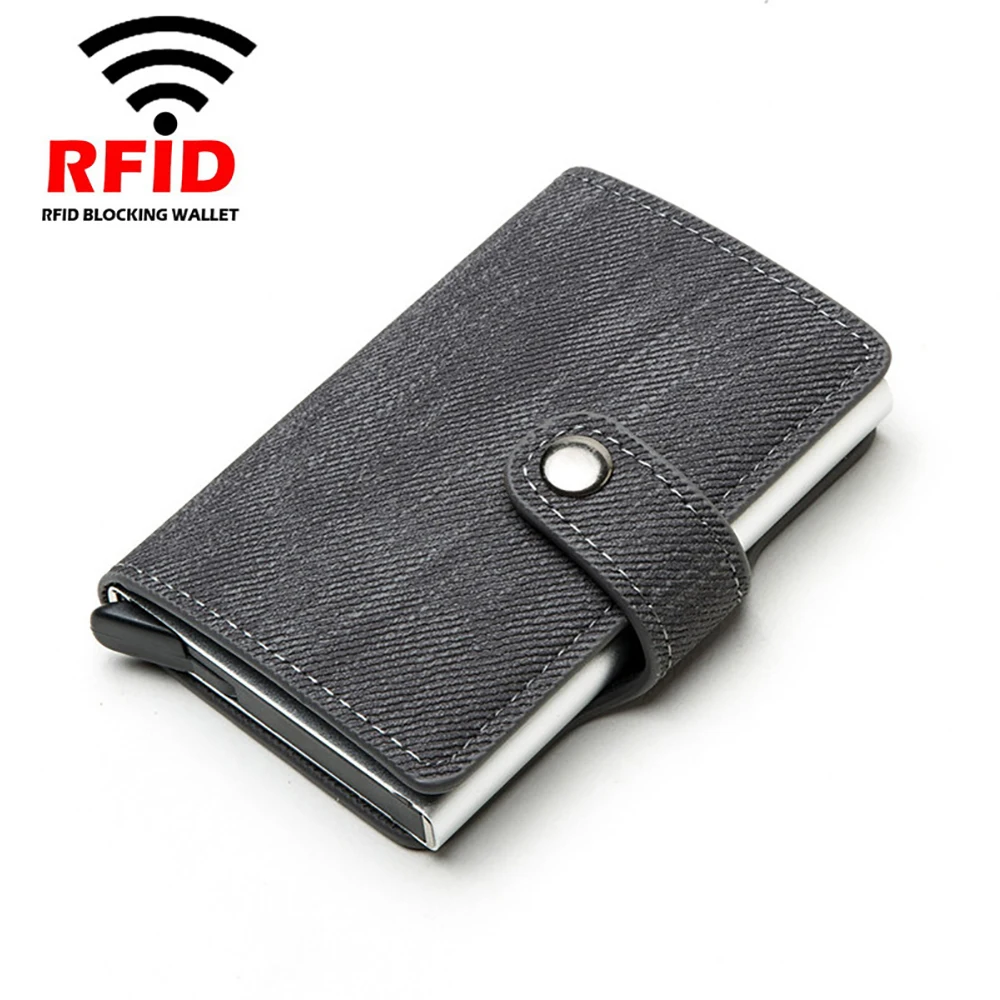 

Противокражный смарт-кошелек ZOVYVOL с рчид-блокировкой для мужчин и женщин, винтажный джинсовый кожаный женский кошелек, безопасный Алюминие...