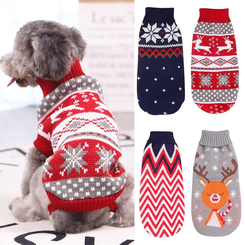 

Winter Cartoon Cat Dog Clothes Warm Christmas Sweater For Small Yorkie Pet Clothing Coat Knitting Crochet Cloth S-3XL 2022 New