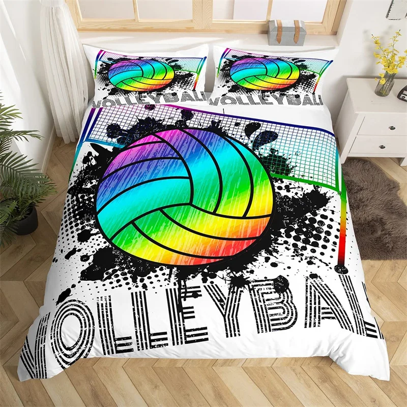 

Volleyball Bedding Set Ball Sprot Duvet Cover Twin King Microfiber Volleyball Games Sports Comforter Cover For Kids Teens Boys