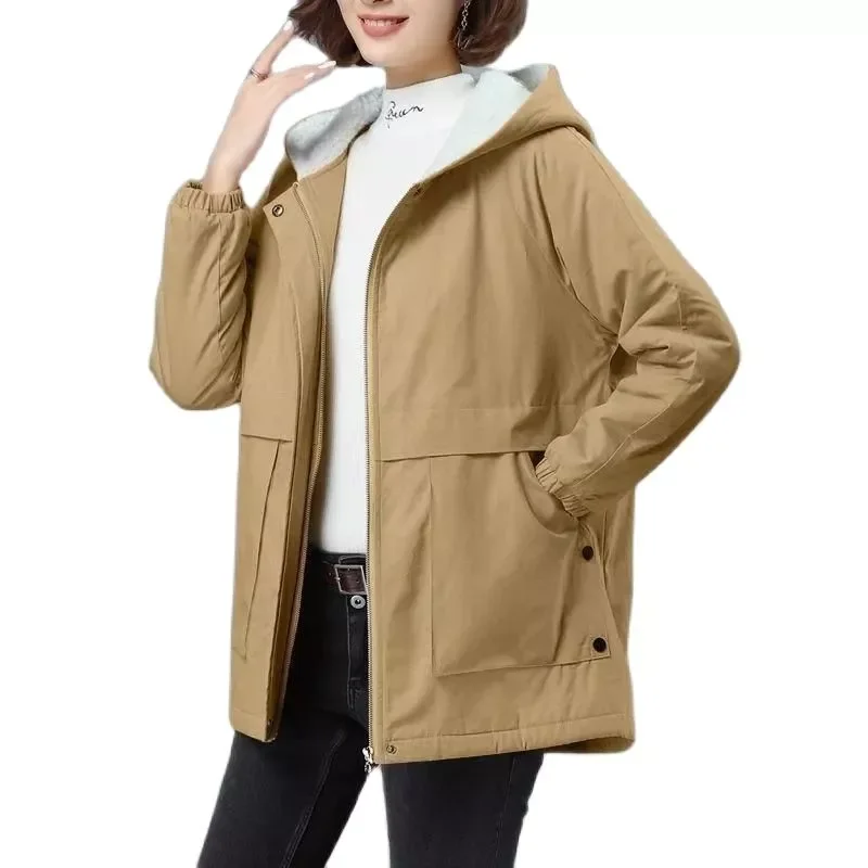 

Женская парка с капюшоном, свободное флисовое утепленное пальто из хлопка, Осень-зима 2022