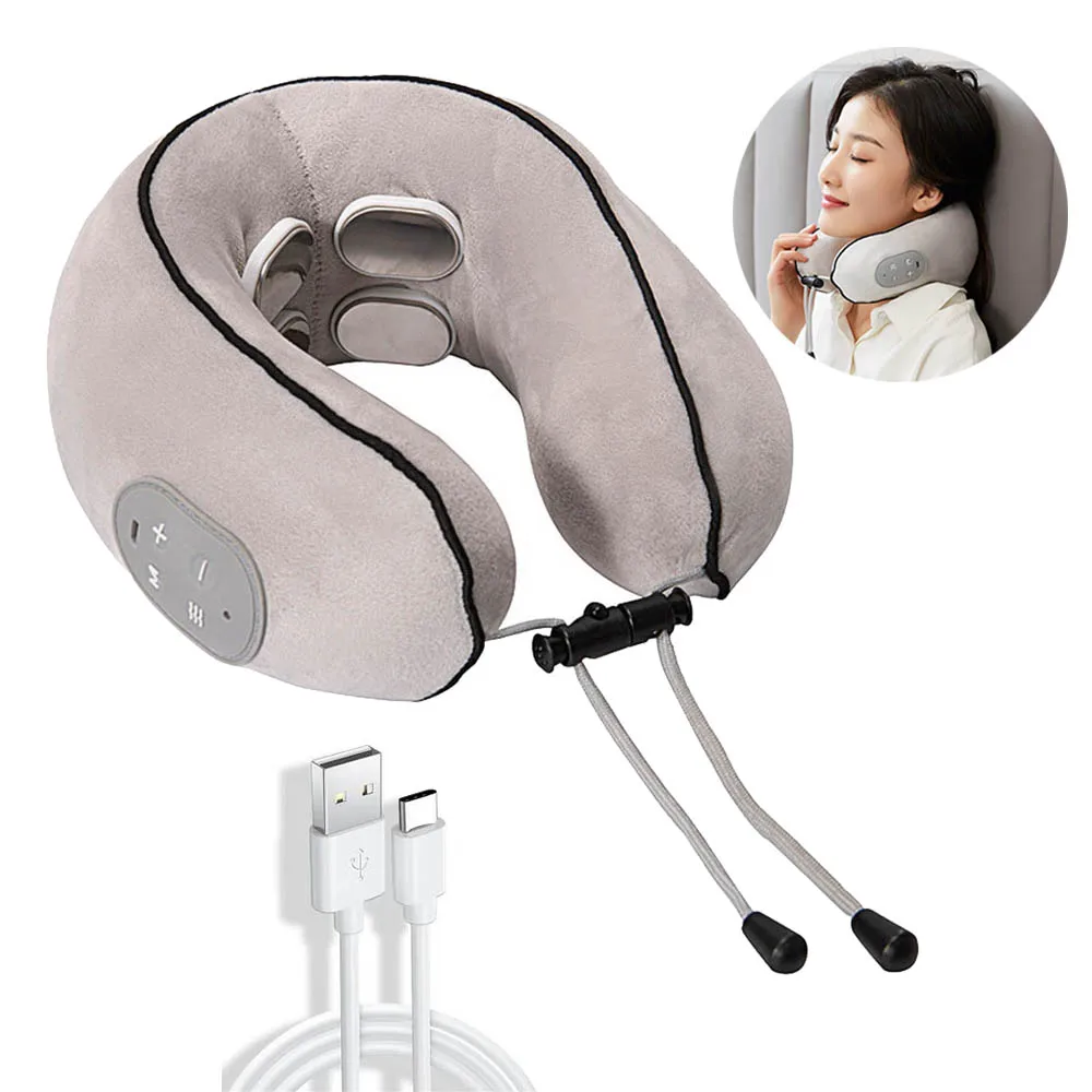 

Portable Rechargeable U-shaped Massage Pillow Electric Pulse Cervical Massager Infrared Hot Compress Home Neck Pillow