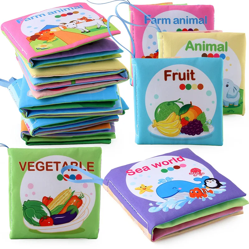 

Enlightenment Early Educational Toys Baby Cloth Books Kids English Animal Traffic Car Fruit Cognitive Book for Toddlers 2-6 Year