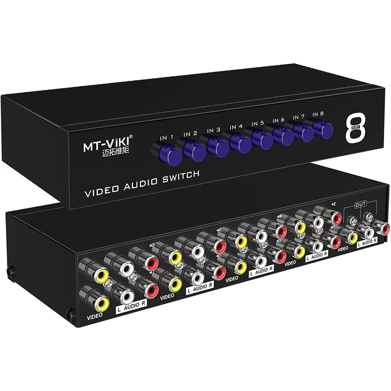 

2/4/8 Way AV RCA Switch 8 in 1 Out AV Signal Composite Video L/R Audio Swithcer Switcher Selector Box for STB DVD HDTV VCD VCR