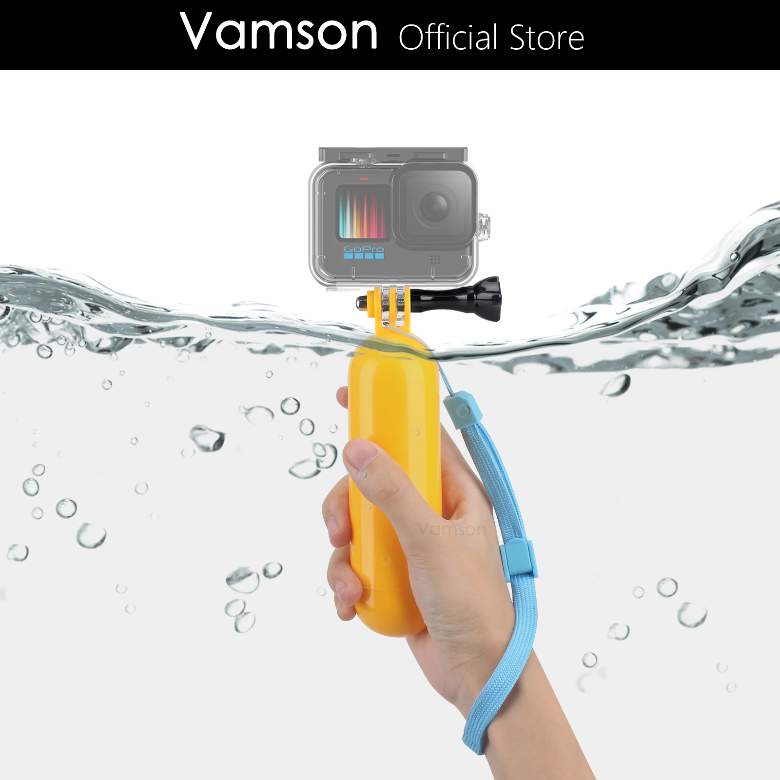 Vamson for Go Pro Accessories Yellow Water Floating Grip Monopod Handle Tripod For Gopro Hero 11 10 9 8 7 6 5 4 for Dji action