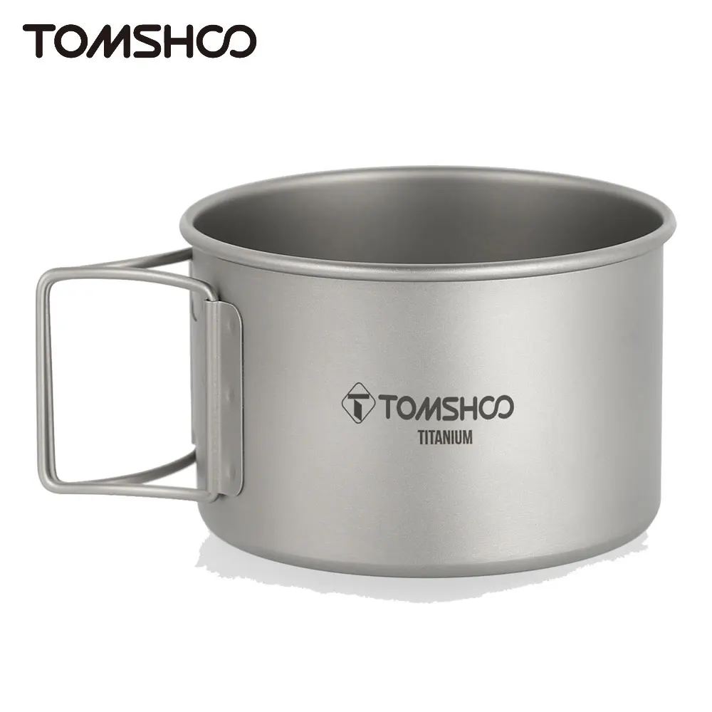 

450/550ml Titanium Bowl with Folding Handles Dinner Food Container for Outdoor Camping Hiking Backpacking