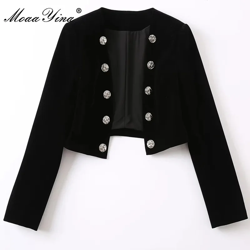 Женский офисный костюм MoaaYina черная бархатная юбка с длинным рукавом топ +