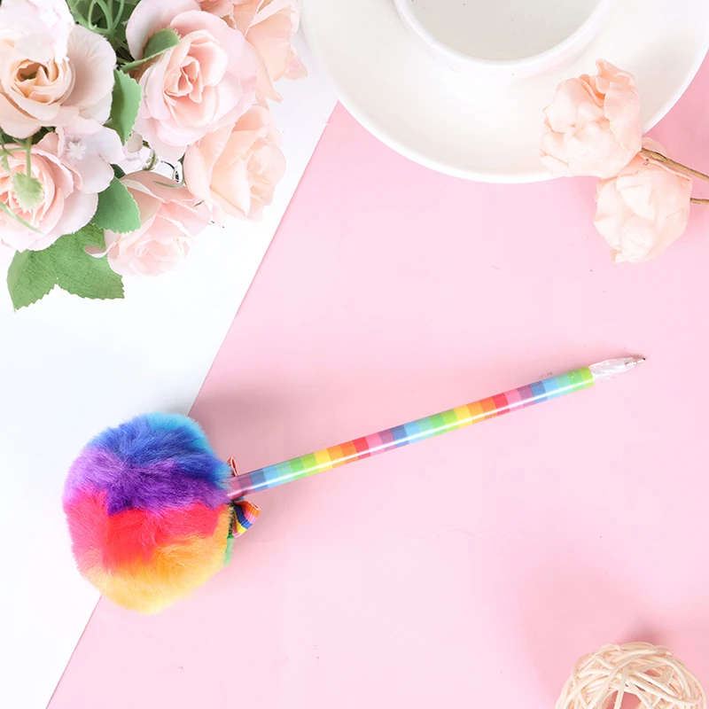 1 шт. Акция кавайные творческие цветные гелевые ручки с пушистым шариком для