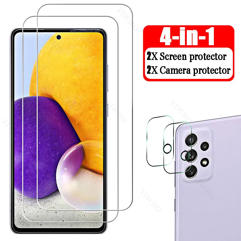 

4in1 for Samsung Galaxy A72 SM-A725F Full Camera Lens Film for Samsung A 72 Protective Tempered Glass HD 6.7" Screen Protectors