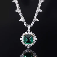 new fashion trend s925 silver inlaid 5a zircon ladies personality emerald sugar tower full diamond inlaid necklace pendant