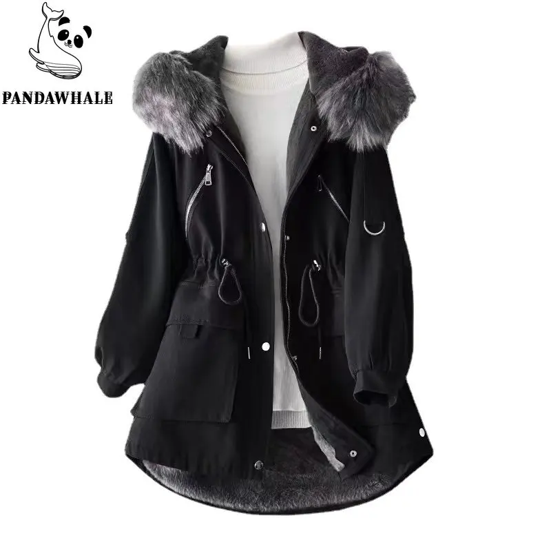 Winter Jacket Women 2022 Thick Warm High Quality Down Cotton Coats Famale Clothing Hooded Solid Padded Tooling Parkas Red Tops