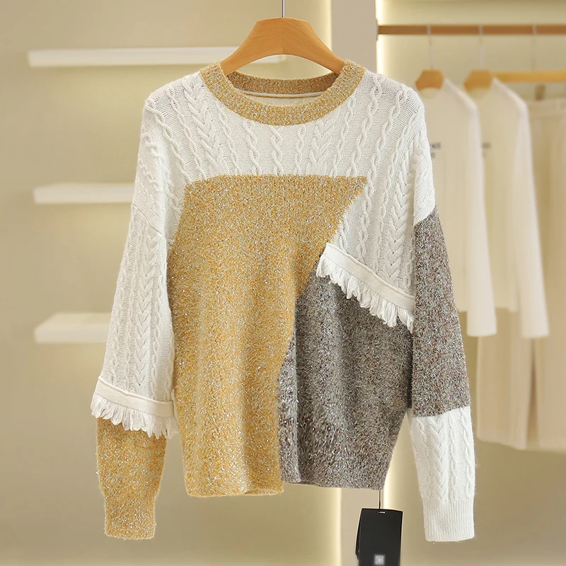 [Yang] Включая флисовый плюс мех кролика корейский свитер с круглым вырезом