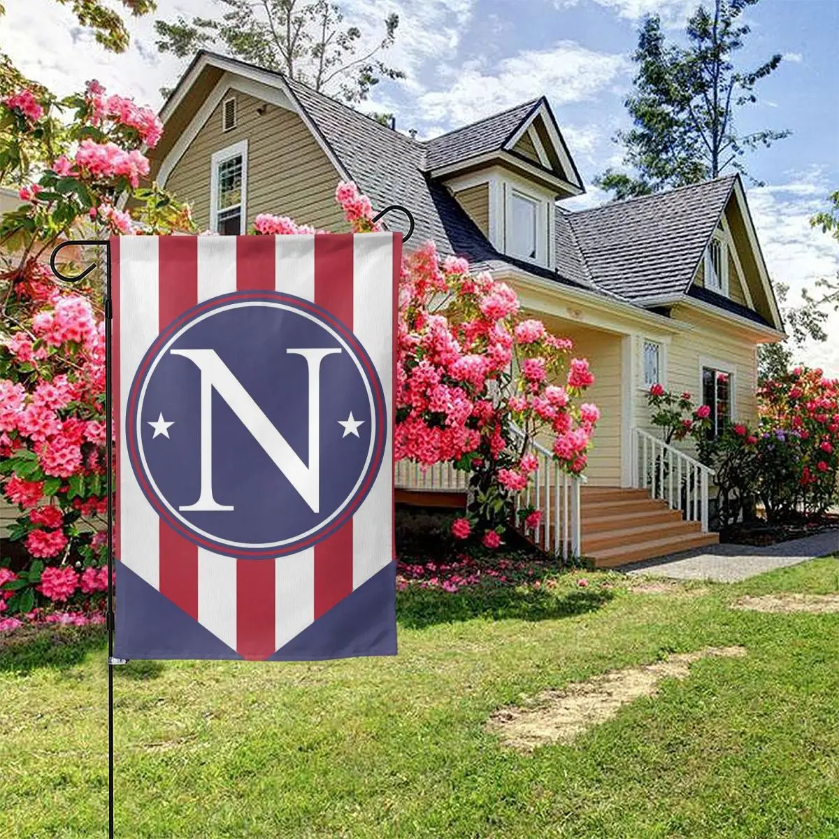 

Американская монограмма 4 июля, декоративный Садовый флаг, буква N звезды и полосы, патриотический День Независимости, двор Флаг США