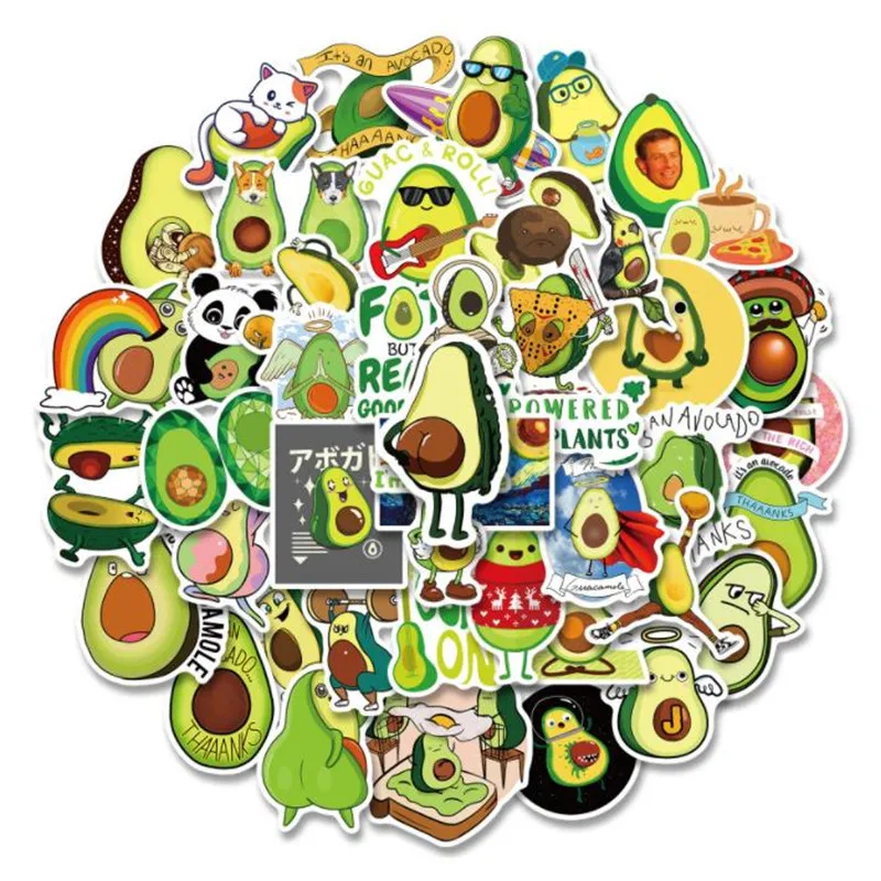 

Fashion Avocado Style 50Pcs Vinyl Stickers DIY Box Laptop Phone Skateboard Helmet Car Luggage Cup Guitar Bicycle Wall