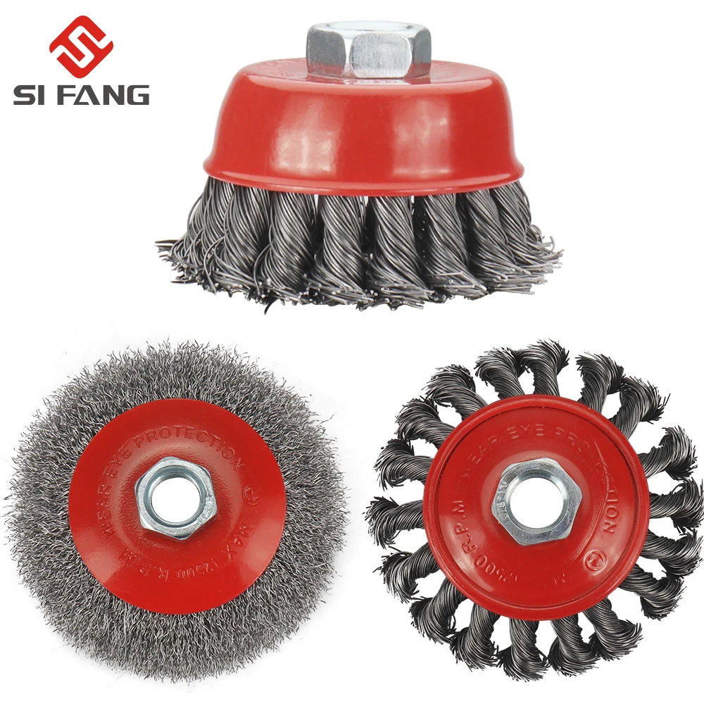 

Screw Twist Knot Wire Wheel Cup Brush For Angle Grinder Steel Wire & Alloy Metals Twisted & Crimped Wire Brushes Kit