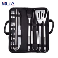 mlia 27pcs stainless steel bbq tools set barbecue grilling accessories utensil outdoor camping cooking tools kit bbq utensils