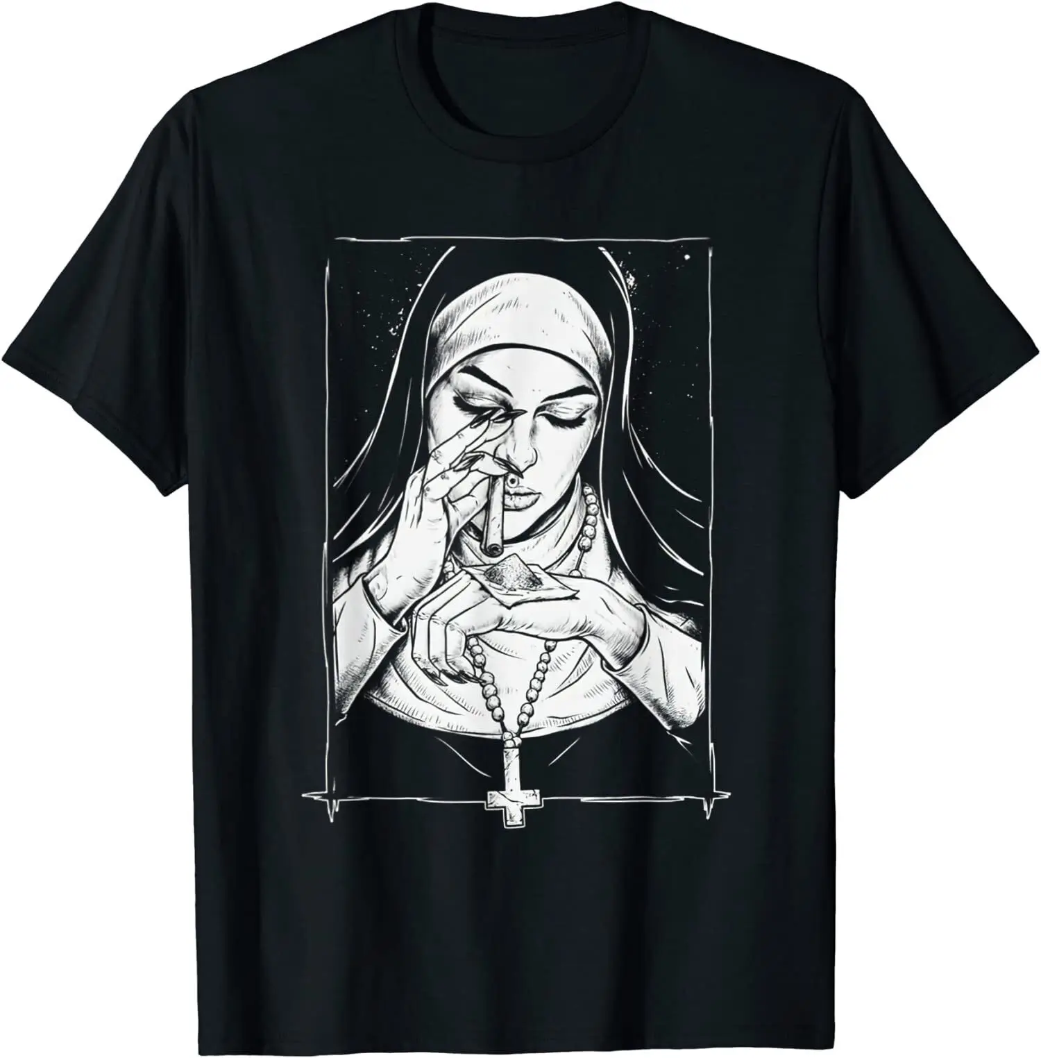 

Funny Devil Unholy Nun T Shirt Free Harajuku Casual Cotton Tshirt Summer Men Print T Shirt Cool T-shirt Male's Tops