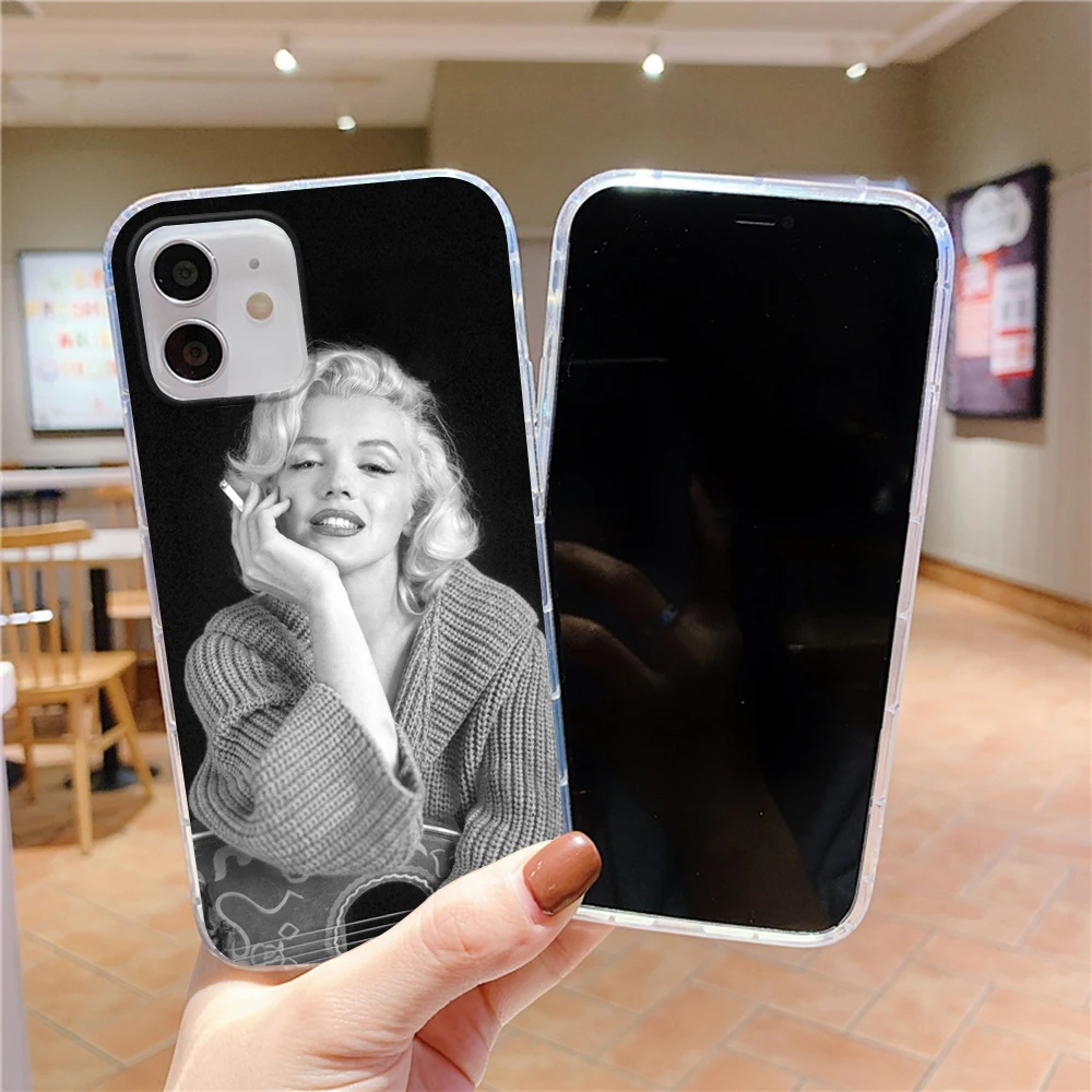 

Sexy Girl Marilyn Monroe Phone Case Transparent for iPhone 13 12 11 pro MAX Mini XS 6 6s 8 7 Plus X 2020 XR 13 Pro iPhone Covers