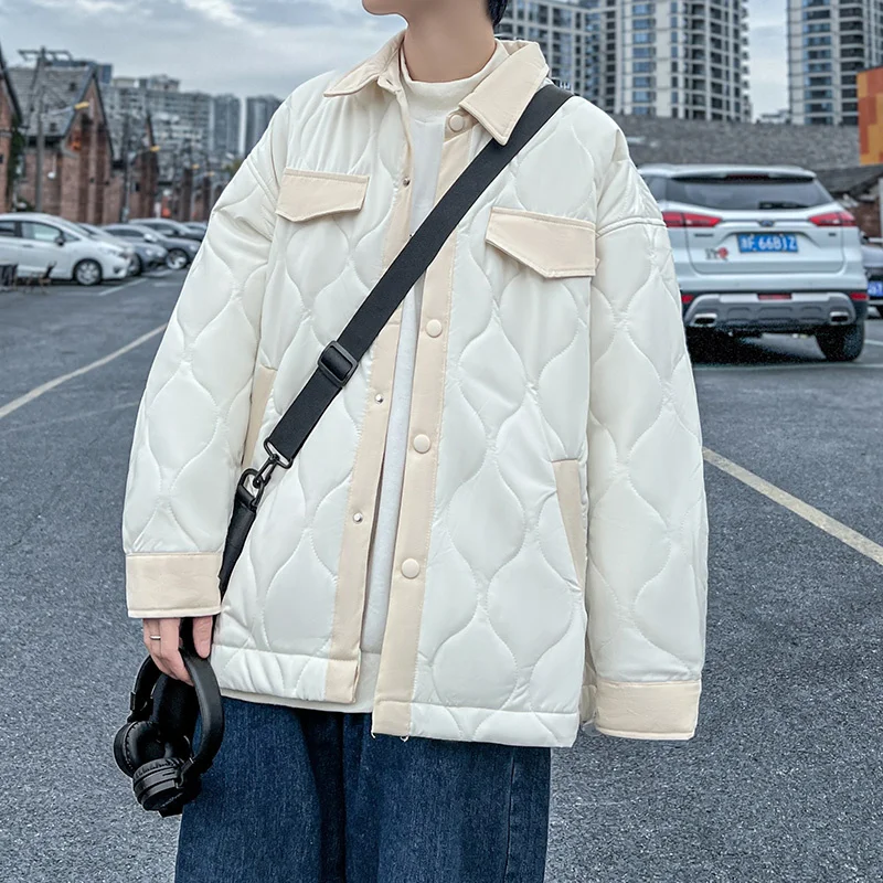 Winter Jacket Men Warm Fashion 3-color Thickened Plaid Jacket Men Streetwear Korean Loose Thick Short Coat Mens Clothes M-3XL