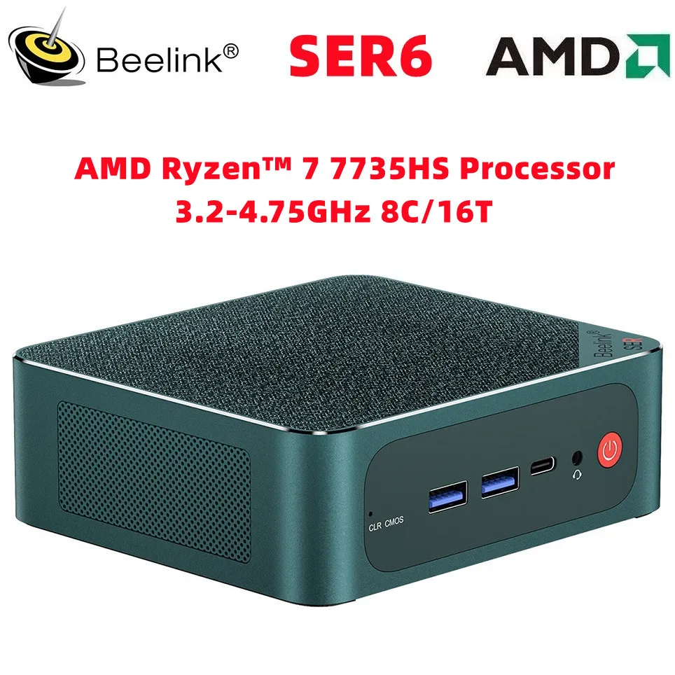 

Beelink SER6 мини-ПК Windows 11 AMD Ryzen 7 7735HS 32 Гб DDR4 500 Гб M.2 SSD PCIE 4,0 2280 NVMe игровой мини-ПК Wifi 6 BT 5,2 4K