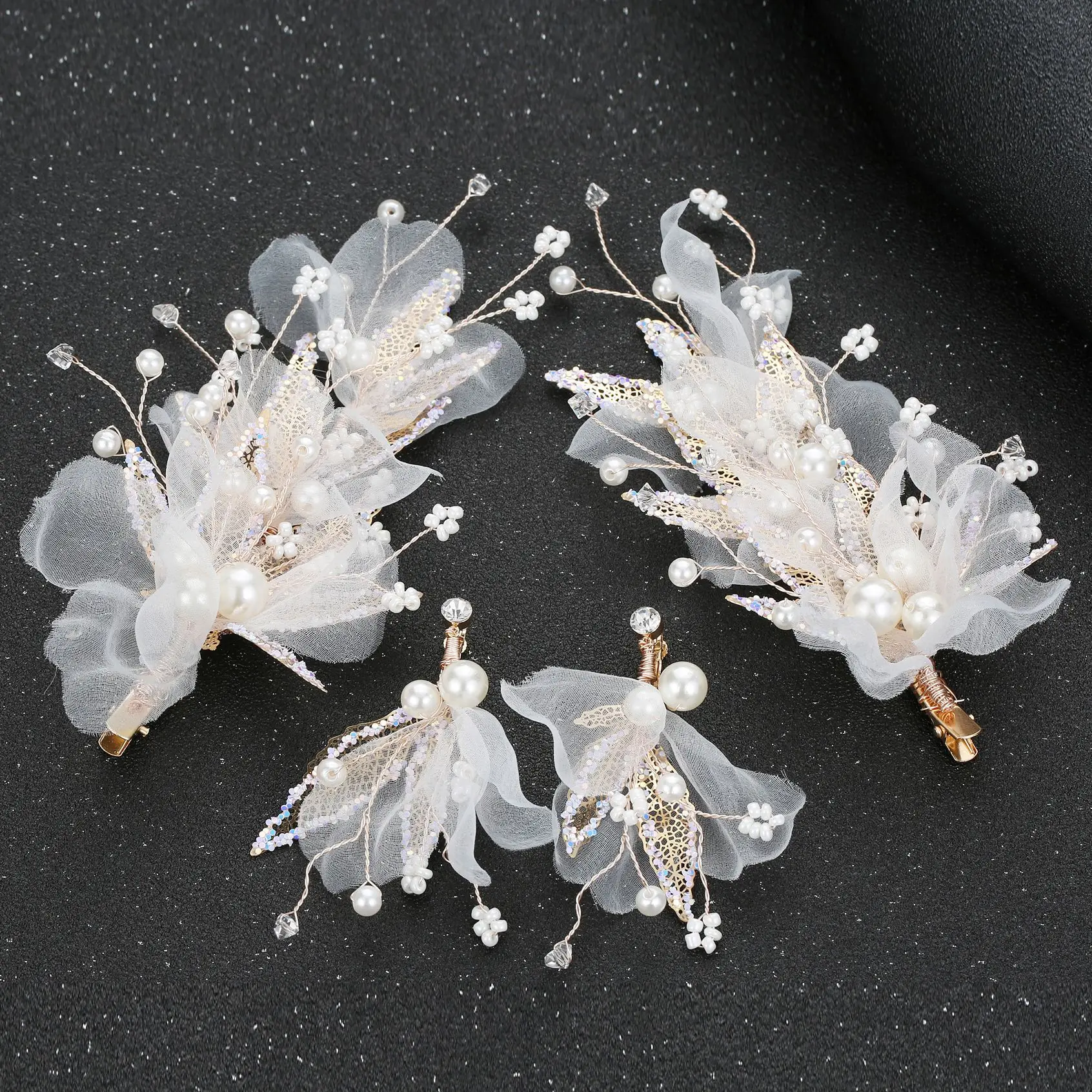 

Свадебные заколки для волос, серьги, свадебные аксессуары для волос, белый цветок из пряжи, свадебные аксессуары для волос, тиара, заколки дл...