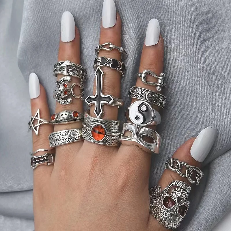 

Vintage High Quality Rings for Women Set Openwork Gothic Mood Boho Girl Gift Jewelry Fashion Party Wedding New Knuckle Ring