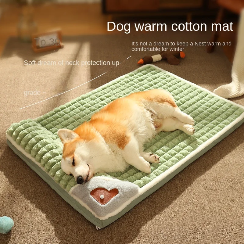 

Зимний коврик для собак, зернистость для маленьких, средних и больших собак, клетчатая кровать для кошек и собак, пушистая Съемная моющаяся кровать для сна, кровать для собак