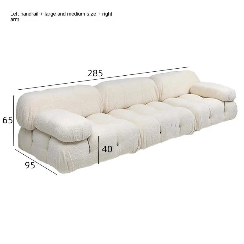 

ZL Italian Minimalist Block White Technology Cloth Sofa Nordic Living Room Retro Style