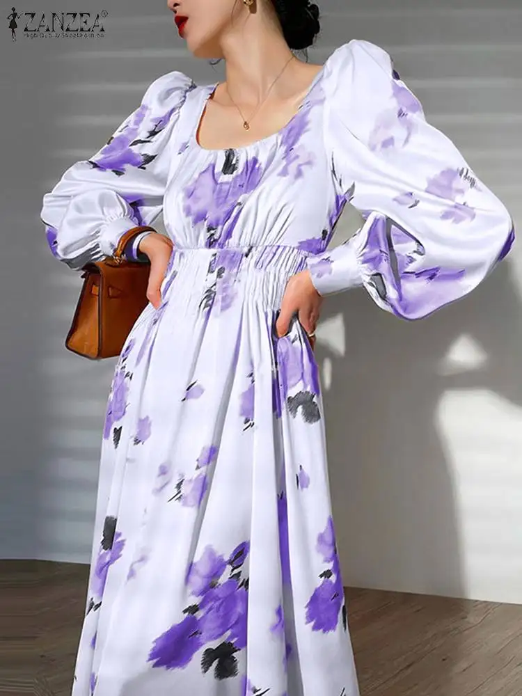 

2022 Autumn Chic Floral Print Vestido Women Elegant Maxi Dress ZANZEA Holiday Puff Sleeve Robe Longue Party Casual Long Sundress