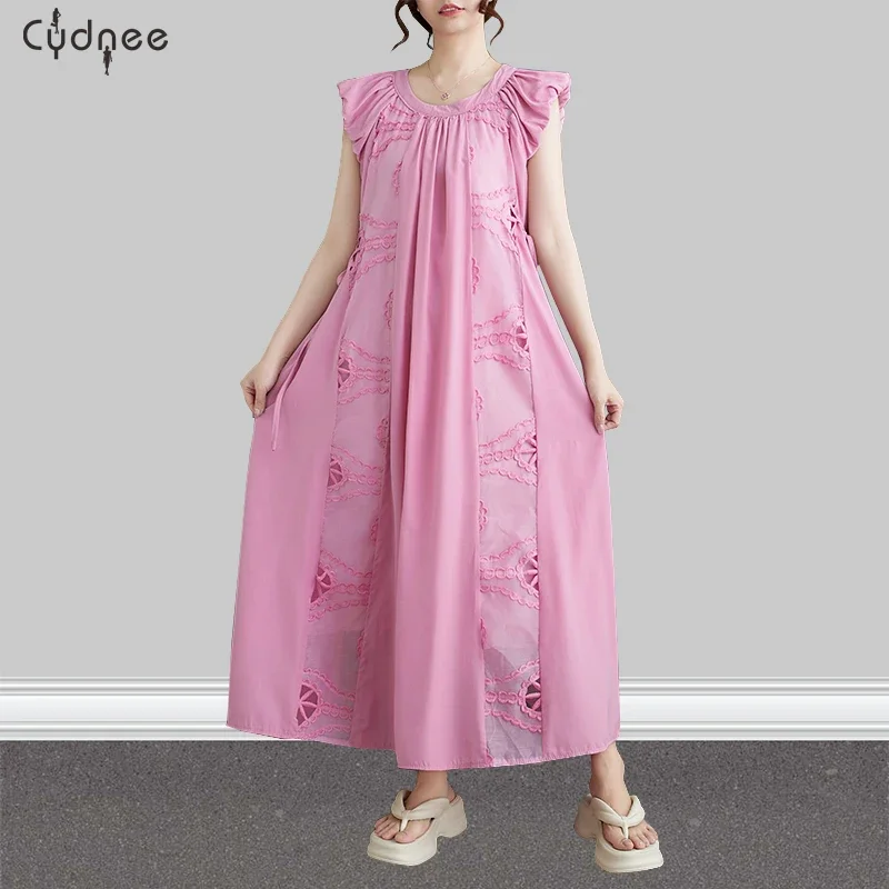 Летнее белое свободное лоскутное платье с художественной вышивкой для женщин