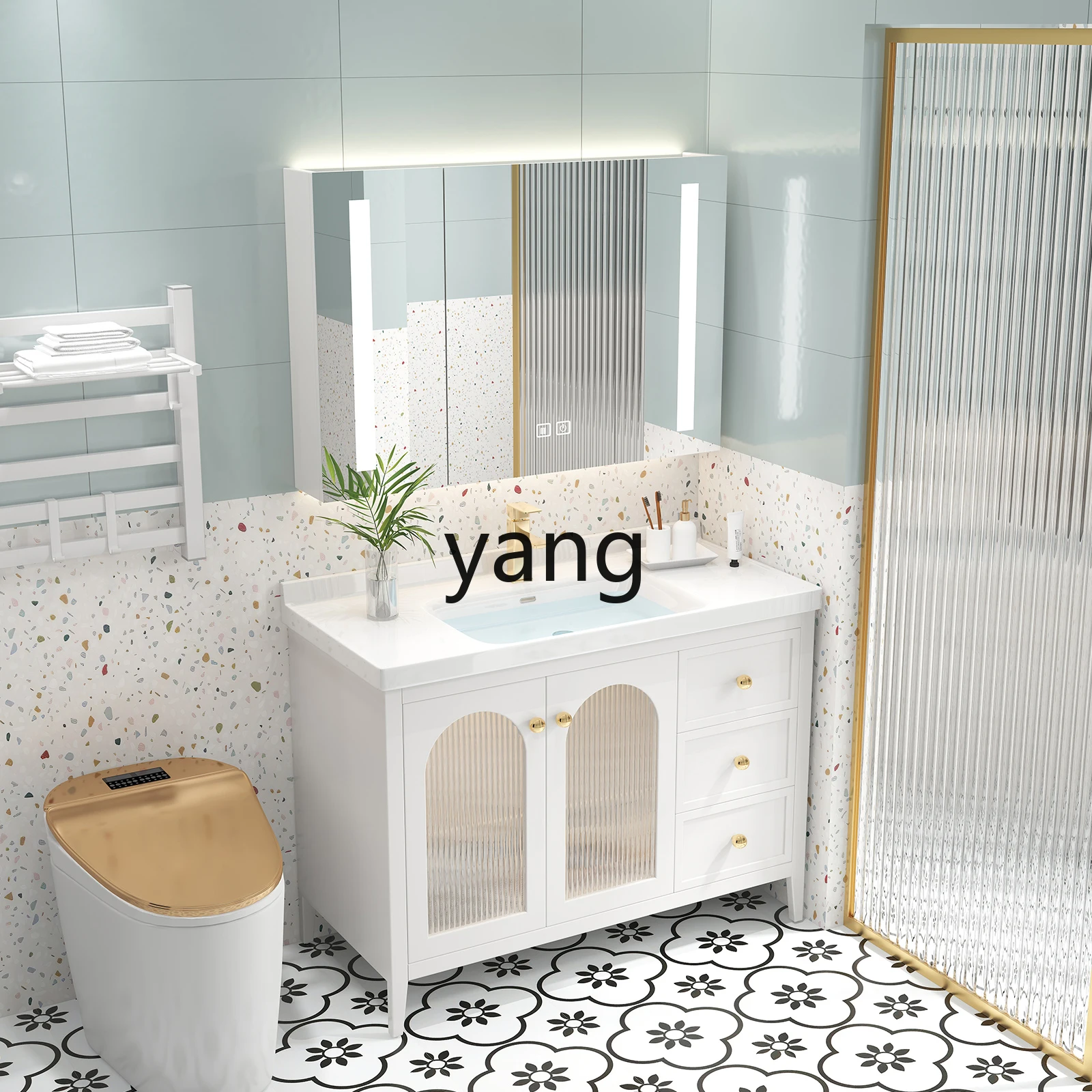 LXL женский роскошный дубовый зеркальный простой шкаф для мытья рук