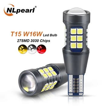 NLpearl 2x Signal Lamp W16W LED T15 921 912 Bulb Super Bright 3030 27SMD T15 Led Canbus Auto Backup Reserve Lights Tail Lamp 12V 1