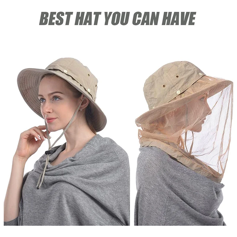 

Модная Складная противомоскитная шляпа со скрытой сеткой, репеллент от насекомых и пчелы, уличная Солнцезащитная рыболовная Кепка
