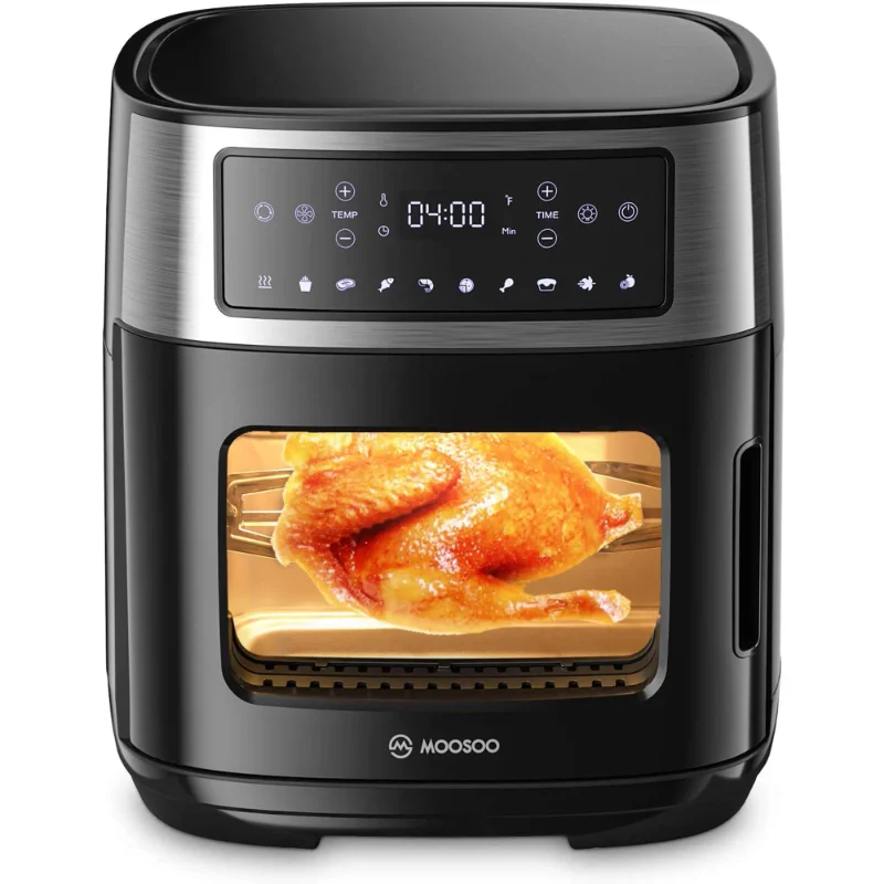 

Moosoo Air Fryer,12.6Qt Air Fryer Oven with Temp/Time Dial, Dry Fruit, Flip Function, Black