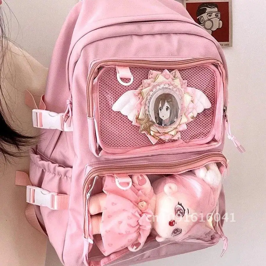 Y2K японский рюкзак для школьниц с прозрачными карманами Itabag кукол булавки