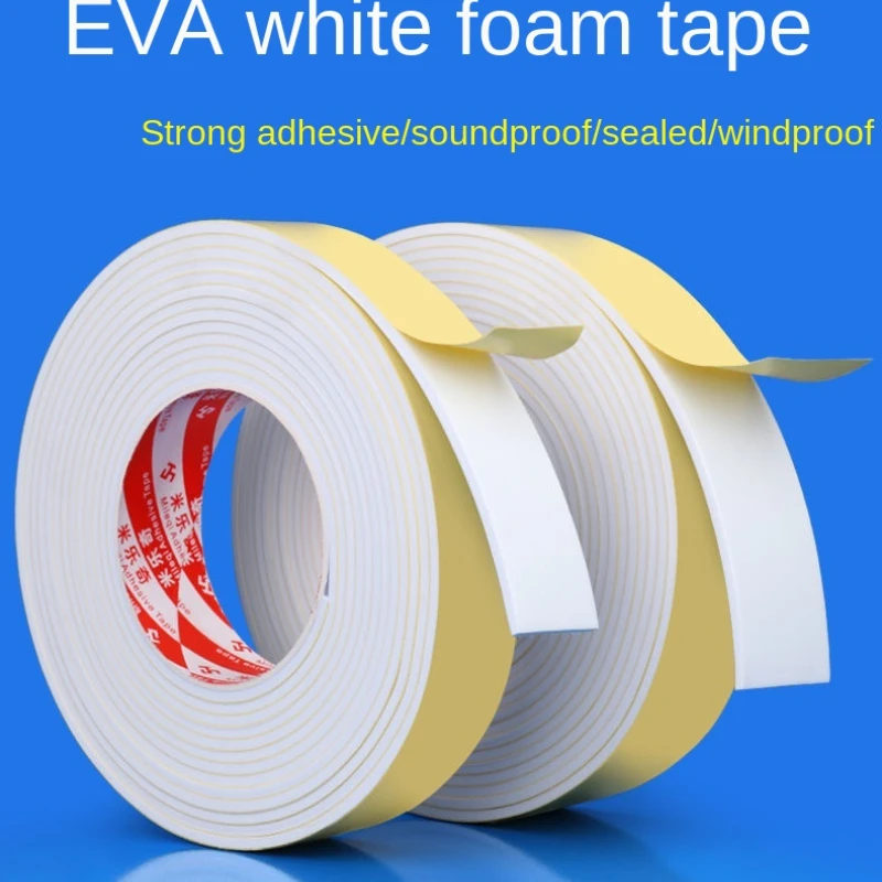 

Strong Adhesive White EVA Single Sided Sponge Anti-Collision Adhesive Tape Door & Window Sealing Tape 5M Foam Tape