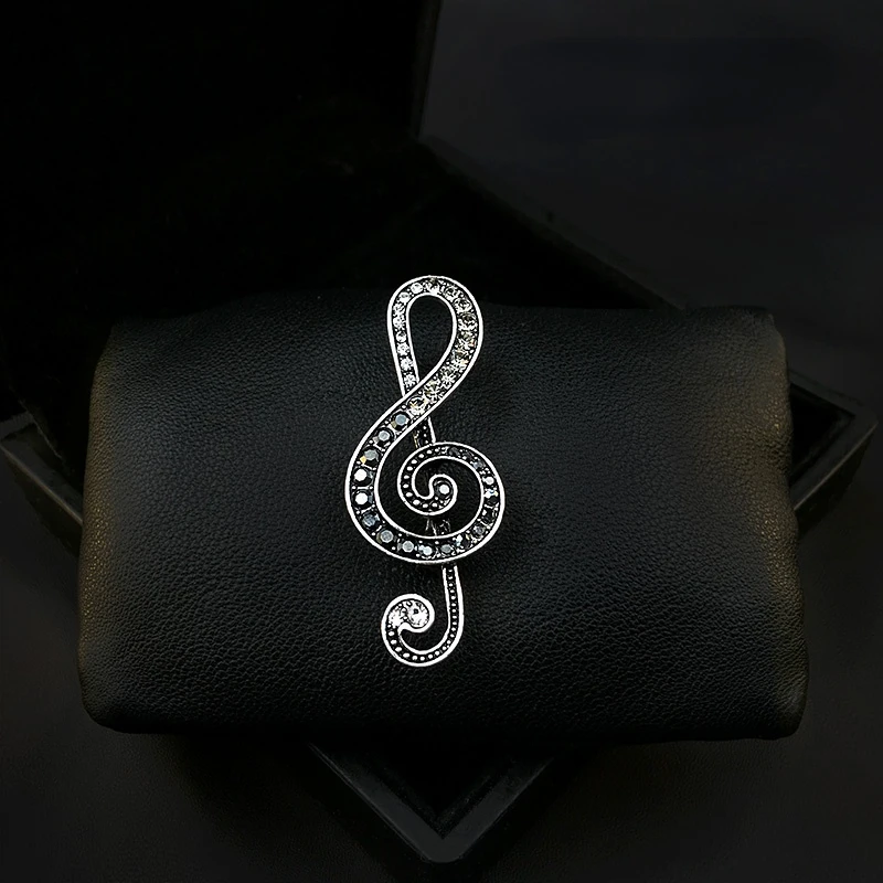 

Retro Musical Note Brooch Exquisite Women's Luxury Stylish Pin Accessories Men's Suit Tailored Corsage Pins Rhinestone Jewelry